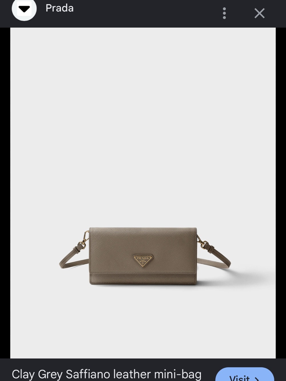 Prada Clay Grey Saffiano Leather Mini Bag with Gold Logo - Picture 2 of 10